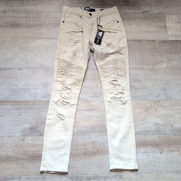 Waimea Men's Jeans Skinny fit 28x30 Beige Distressed